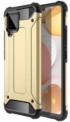 Geen Samsung Galaxy A42 Hoesje Shock Proof Hybride Back Cover Goud