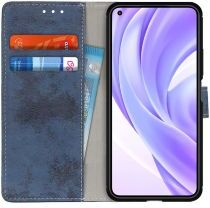 Geen Xiaomi Mi 11 Lite 4G/5G Hoesje Vintage Book Case Wallet Blauw