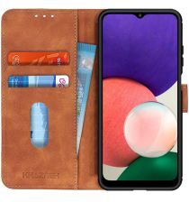 KHAZNEH Samsung Galaxy A22 Hoesje Retro Wallet Book Case Bruin