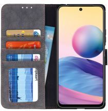 Khazneh Xiaomi Redmi Note 10 5G/Poco M3 Pro Hoesje Portemonnee Echt Leer Zwart