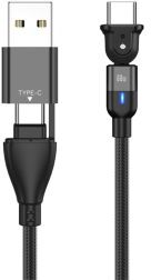 Geen 2-in-1 USB-A / USB-C naar USB-C Kabel 60W Power Delivery 1M Zwart