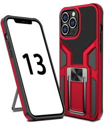 Geen Apple iPhone 13 Pro Max Hoesje Hybride Back Cover Kickstand Rood