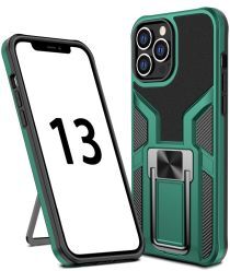 Geen Apple iPhone 13 Pro Max Hoesje Hybride Back Cover Kickstand Groen