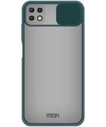 Geen MOFI Samsung Galaxy A22 5G Hoesje Camera Slider Back Cover Groen