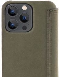 Minim Apple iPhone 13 Pro Hoesje Echt Leer Book Case Groen