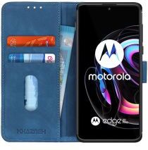 KHAZNEH Motorola Edge 20 Pro Hoesje Retro Wallet Book Case Blauw