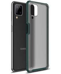 Geen Samsung Galaxy A12 Hoesje Hybrid Armor Back Cover Groen