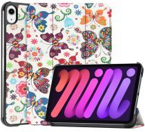 Geen Apple iPad Mini 6 Hoes Tri-Fold Book Case met Vlinder Print