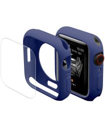 Geen Apple Watch Series 7 41MM Hoesje Flexibel TPU + Screen Protector Blauw