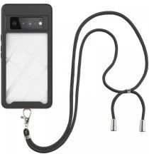 Geen Google Pixel 6 Pro Hoesje met Koord TPU Back Cover Keycord Zwart