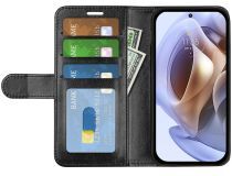 Geen Motorola Moto G31 Hoesje Portemonnee Wallet Book Case Zwart