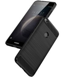 Selected by GSMpunt.nl Huawei P8 Lite (2017) Geborsteld TPU Hoesje Zwart