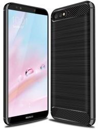 Geen Huawei Y6 (2018) Geborsteld TPU Hoesje Zwart