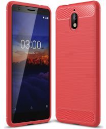 Geen Nokia 3.1 Geborsteld TPU Hoesje Rood