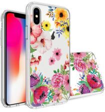 Geen Apple iPhone X Transparante Print Back Cover Hoesje Spring Flowers