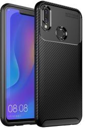 Geen Huawei P Smart Plus Siliconen Carbon Hoesje Zwart