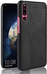 Geen Huawei P30 Hoesje met Krokodil Kunstleer Coating Zwart