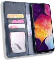 Geen Samsung Galaxy A50 Book Case Hoesje Vintage Wallet Kunst Leer Blauw