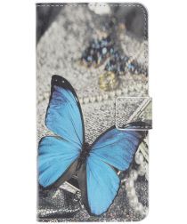 Geen Samsung Galaxy A40 Portemonnee Hoesje met Print Blauw Vlinder