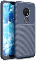 Geen Nokia 6.2 / 7.2 Siliconen Carbon Hoesje Blauw