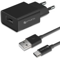 4Smarts 12W USB Oplader 2.4A met USB naar USB-C Kabel 1 Meter Zwart