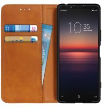 Geen Sony Xperia 1 II Portemonnee Stand Hoesje Bruin