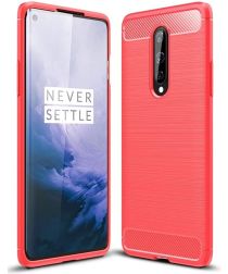 Selected by GSMpunt.nl OnePlus 8 Hoesje Geborsteld TPU Flexibele Back Cover Rood