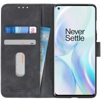 KHAZNEH OnePlus 8 Pro Hoesje Retro Wallet Book Case Zwart