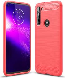 Geen Motorola Moto G8 Power Hoesje Geborsteld TPU Rood