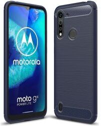 Geen Motorola Moto G8 Power Lite Hoesje Geborsteld TPU Donkerblauw