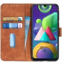 KHAZNEH Samsung Galaxy M21 Hoesje Retro Wallet Book Case Bruin