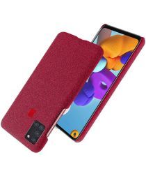 Geen Samsung Galaxy A21S Stof Hard Back Cover Rood