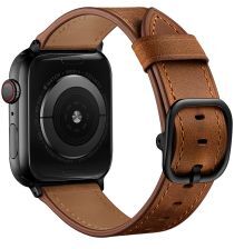 Geen Apple Watch 41MM / 40MM / 38MM Bandje Leer met Modieuze Gespsluiting Bruin