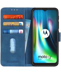 Geen Motorola Moto G9 Play / Moto E7 Plus Hoesje Vintage Wallet Blauw