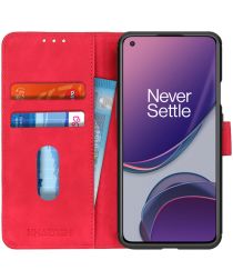 Khazneh OnePlus 8T Hoesje Retro Wallet Book Case Rood