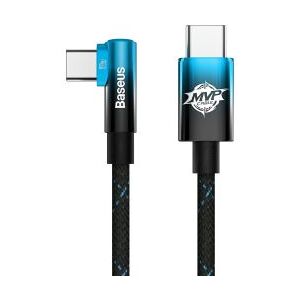 Baseus MVP 2 90Â° 5A USB-C naar USB-C Kabel PD 20W Haakse Hoek 1M Blauw