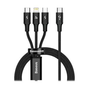 Baseus 3-in-1 USB-C naar Lightning/USB-C/Micro-USB Kabel 1.5M Zwart