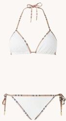 BURBERRY Triangel bikinitop met uitneembare padding en bikinislip in set - Wit