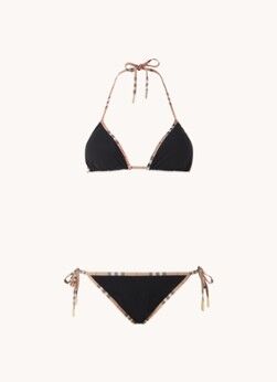 BURBERRY Triangel bikinitop met uitneembare padding en bikinislip in set - Zwart