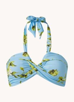 Seafolly Full Bloom voorgevormde bandeau bikinitop met bloemenprint - Lichtblauw