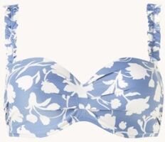 Beachlife Voorgevormde bandeau bikinitop met bloemenprint - Blauw