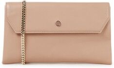 L.K.Bennett Dora clutch van leer met afneembare schouderriem - Beige