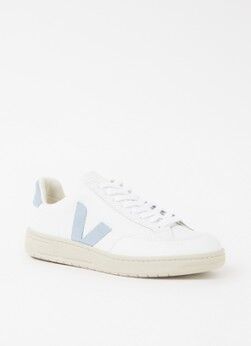 Veja V-12 sneaker van leer met suède details - Lichtblauw