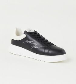 Emporio Armani Sneaker van leer met logo - Zwart