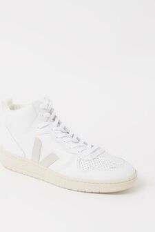 Veja V-15 sneaker van leer met suède details - Wit