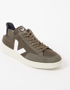 Veja V-12 sneaker met suède details - Olijfgroen