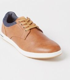 Dune London Trip sneaker met denim details - Bruin