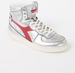 Diadora Mi Basket Used sneaker van leer met metallic finish - Zilver