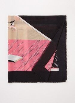 OPUS Asplash sjaal met print 190 x 100 cm - Roze