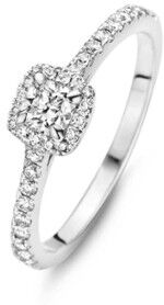 Diamond Point Witgouden ring, 0.43 ct diamant, Hearts & Arrows - Witgoud